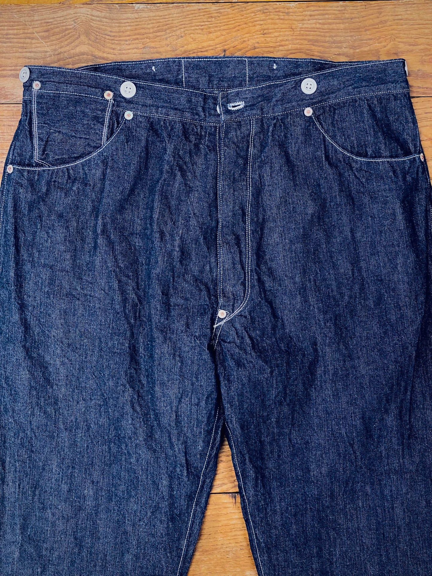Blue Denim Overalls Linen Sewed
