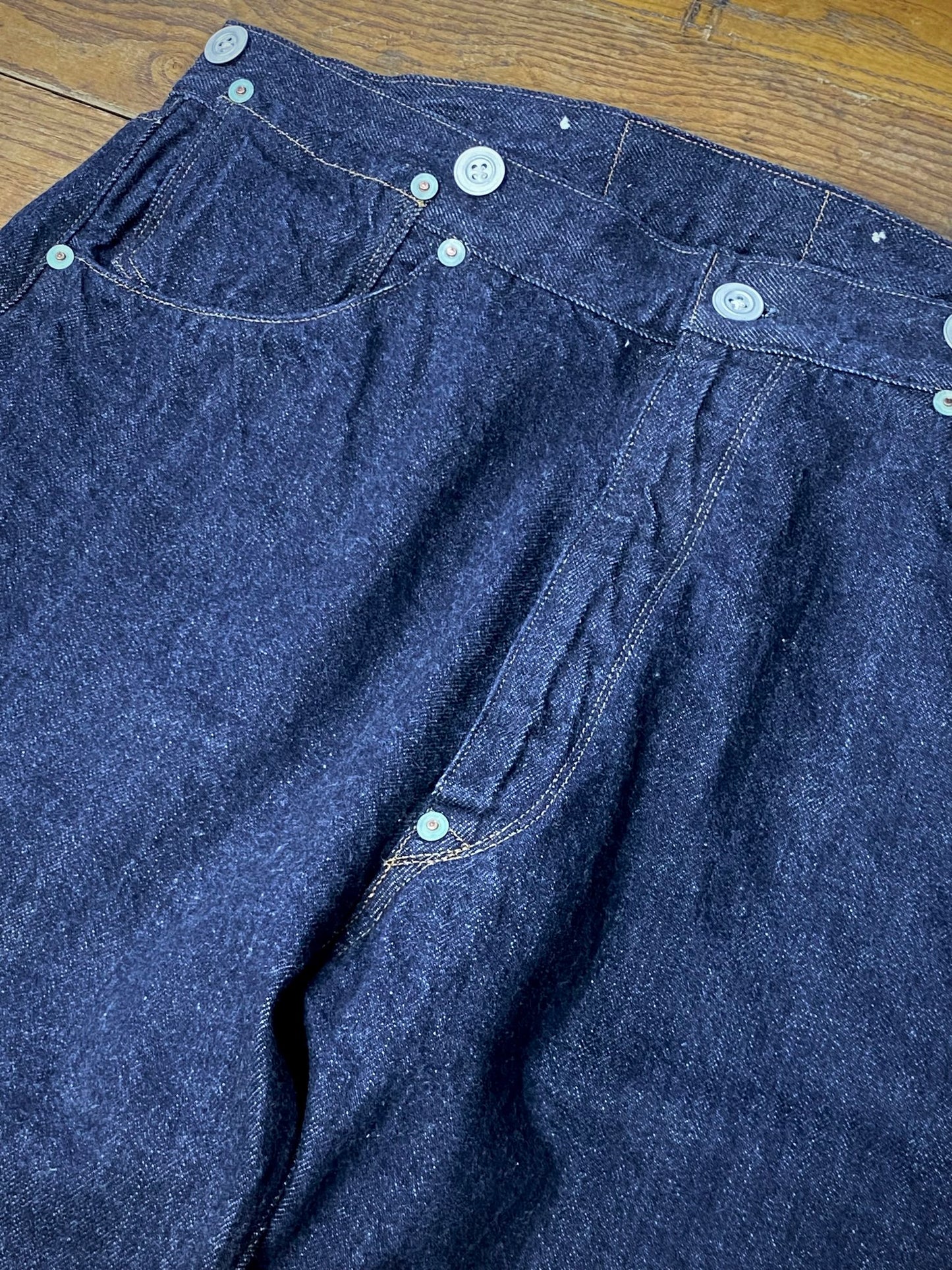 Blue Denim Overalls Linen Sewed