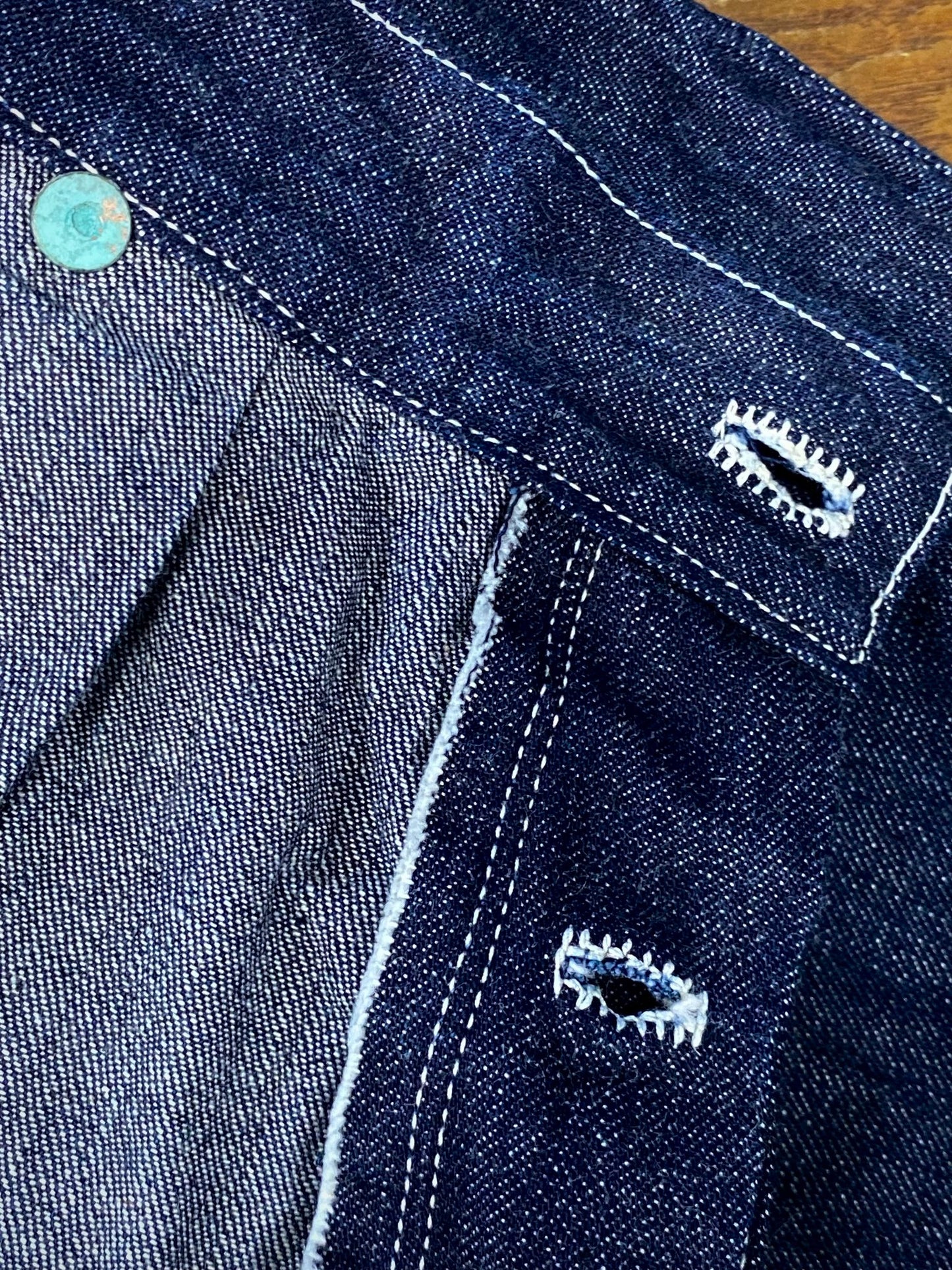 Blue Denim Overalls Linen Sewed